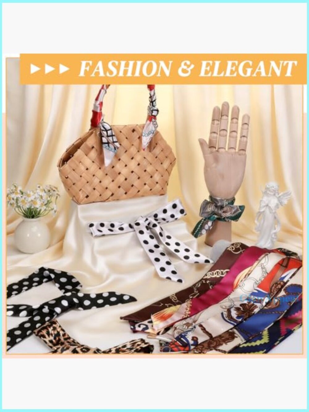 24-Piece Satin Scarf Set, Versatile Hair & Handbag Accessories - Picture 2 of 7